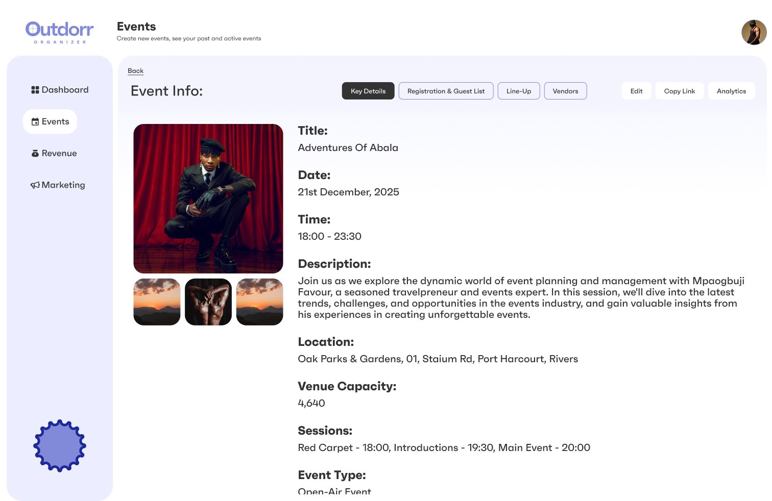 Outdorr Event Details